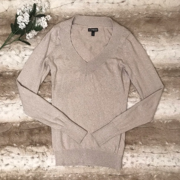 Express Sweaters - EXPRESS Glittery V-neck Sweater